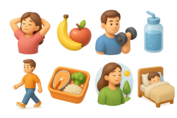 Healthy lifestyle: exercise, nutrition, rest, and wellness activities