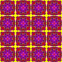 Seamless pattern with colorful flowers, mandala pattern