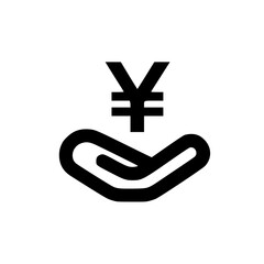 Fototapeta premium Yuan currency symbol above human palm representing financial support investment and wealth