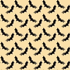 Halloween seamless pattern Bats on creamy background spooky spirit autumn holiday