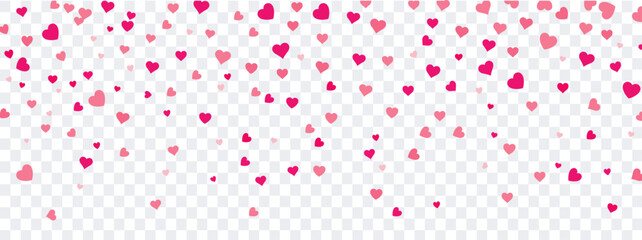 Falling heart confetti, perfect romantic overlay for Valentine’s Day, weddings, proposals, anniversaries, social posts, banners, and invitations; clean cute vector.