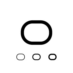Technical letter O, digital cyber alphabet font, including set of three different thicknesses of the trendy modern letter (regular, medium, bold), vector illustration 10EPS