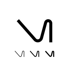 Technical letter V, digital cyber alphabet font, including set of three different thicknesses of the trendy modern letter (regular, medium, bold), vector illustration 10EPS