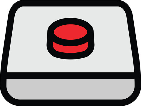 a colorful icon of a square button with a red circle
