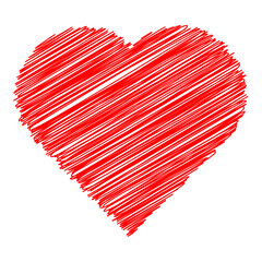 Heart shape made of scribble lines on a white background. Perfect for creative, romantic, or artistic design projects such as posters design element