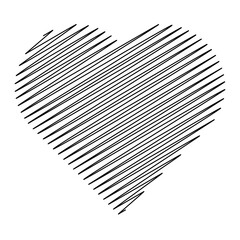 Heart shape made of scribble lines on a white background. Perfect for creative, romantic, or artistic design projects such as posters design element