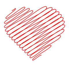 Heart shape made of scribble lines on a white background. Perfect for creative, romantic, or artistic design projects such as posters design element