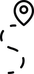 Obraz premium simple black outline icon of a dotted travel route with a pin