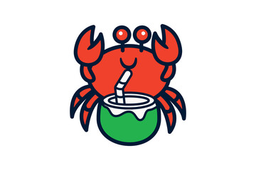 Fototapeta premium Crabby Cheers with Coconut Beach Drink