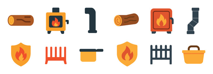 Colorful Woodstove Icons