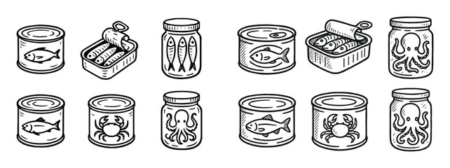 Seafood Icons Grid