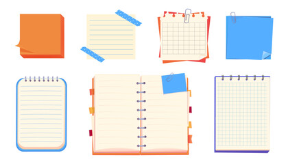 Reminders, stickers notebook clippings, stationery, planner, Notes sheet, pages. bulletin paper, lined list set, notebook office or school blank notebook for homework and exercises. 