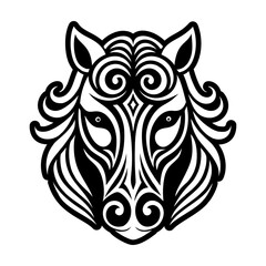 A filled style icon of an equine face