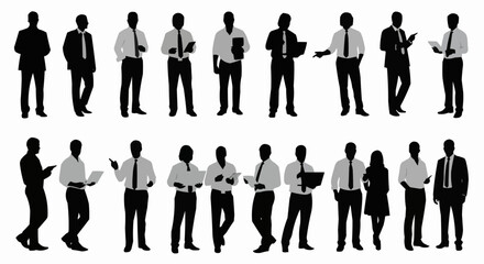 Collection of Business People Silhouettes in Various Poses.
