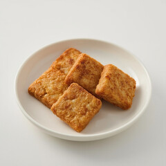 fried tempeh wrapped in flour is a typical Indonesian food served on a plate on a white background 