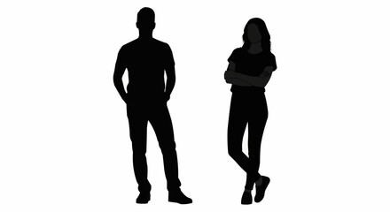 Full body silhouettes of a man and a woman standing together.