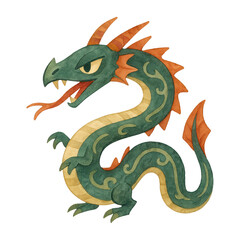 Fototapeta premium PNG Colorful mythical dragon illustration.