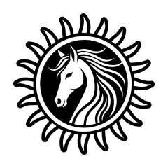 Glyph style icon showing a horse mascot