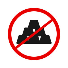 Forbidden sign with six gold bars icon