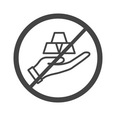 Forbidden sign with three gold bars in hand icon