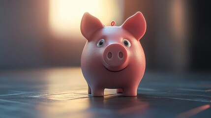 Smiling pink piggy bank symbolizing savings and financial growth.