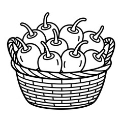 Cherry peppers inside the basket illustration of a coloring page