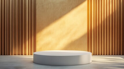 Minimalist Product Display Podium with Sunlight.