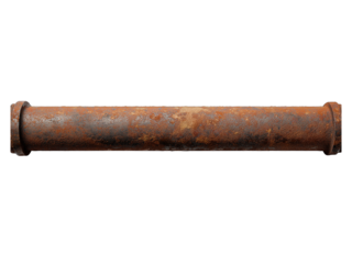 Rusty Metal Pipe isolated on a transparent background