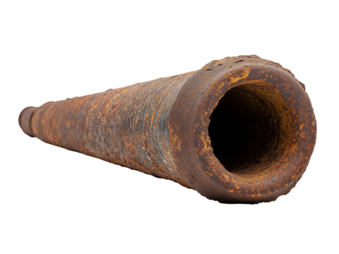 Rusty Metal Pipe Section isolated on a transparent background 2