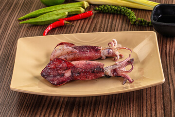 Natural dietary seafood Roasted squid