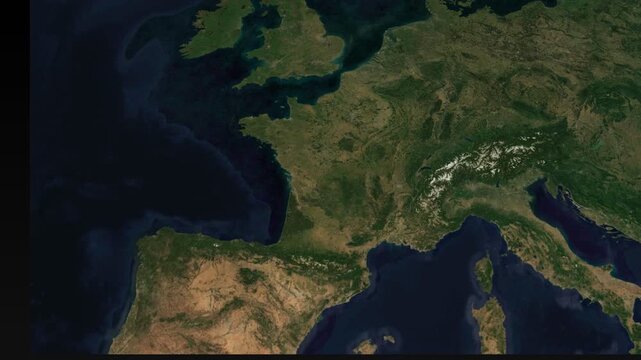 Map view of France highlighting geographical features and surroundings  