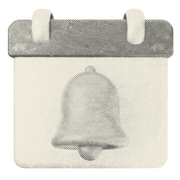 3d notification bell calendar reminder event halftone style
