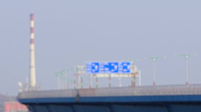 Bokeh view of Atal Setu Bridge, Mumbai, India. Blurred background footage.