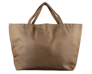 Simple brown canvas tote bag for everyday use. Reusable shopping accessory and classic fashion item. Perfect for carrying grocery or personal belonging. Practical stylish handbag