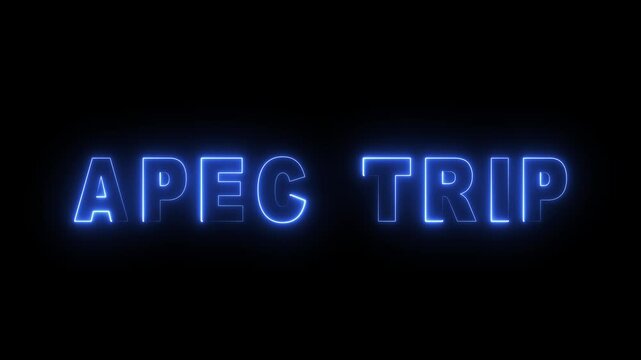 Neon APEC TRIP text icon animation. Neon effects text animation on black background.