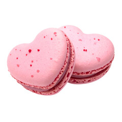 Two heart-shaped pink confections, with textured tops, stacked on a black background
