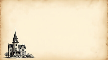 old paper background with building 
