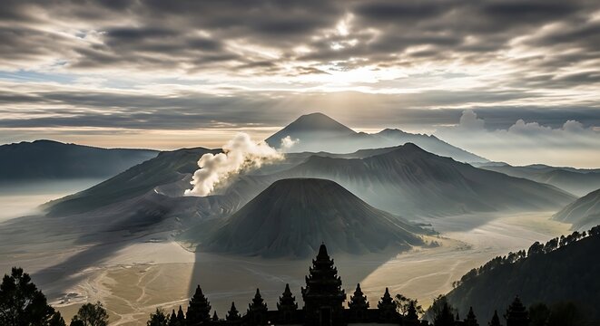Bromo Volcano Sunrise - Majestic Landscape in East Java, Indonesia.