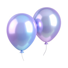 Two iridescent balloons, one leaning towards the other, against a black background