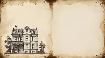 old building sketch side view facade drawing