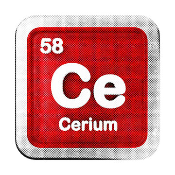 3d periodic table cerium halftone style