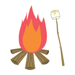 Campfire marshmallow on a White background, vector illustration.