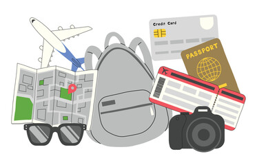 Travel elements set 1 on a White background, vector illustration.