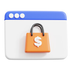 Orange Shopping Bag With Dollar Sign Icon On A White Browser Window Representing Online Shopping And E commerce Transactions
