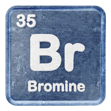 3d periodic table bromine halftone style