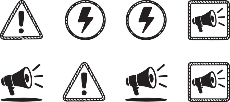 Warning signs and alert symbols for important messages