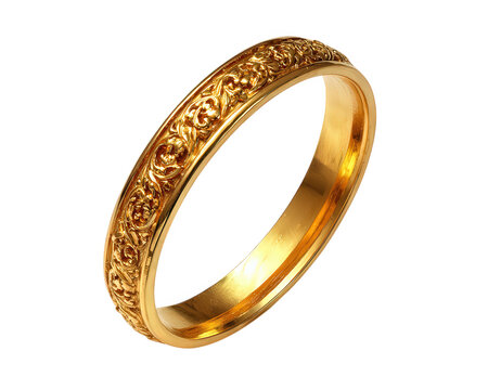 Romantic gold ring with elegant intricate carving. This beautiful wedding band jewelry represents eternal love and commitment. classic, timeless piece for marriage