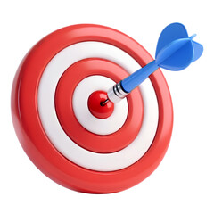 3D Red Target with Dart Hitting Bullseye &ndash; Business Success and Goal Achievement Concept