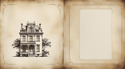 vintage photo frame with old paper