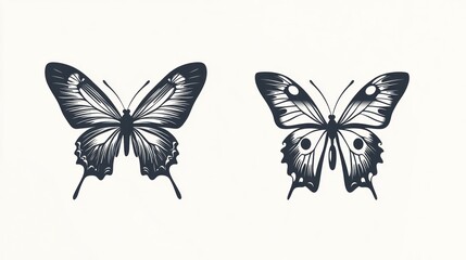 Two vintage butterfly silhouettes